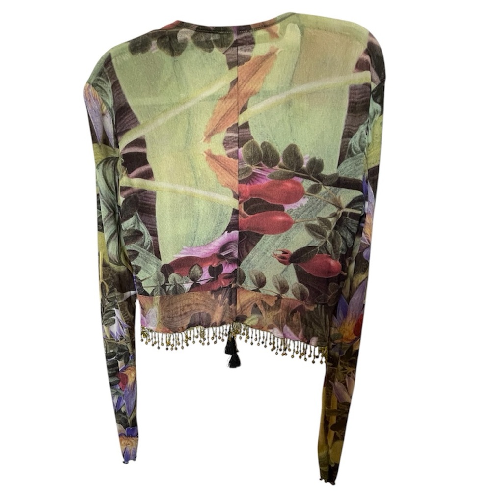 Elana Kattan Mesh Floral Fabric Bolero Style Cardigan Jacket Sz L - Picture 3 of 5